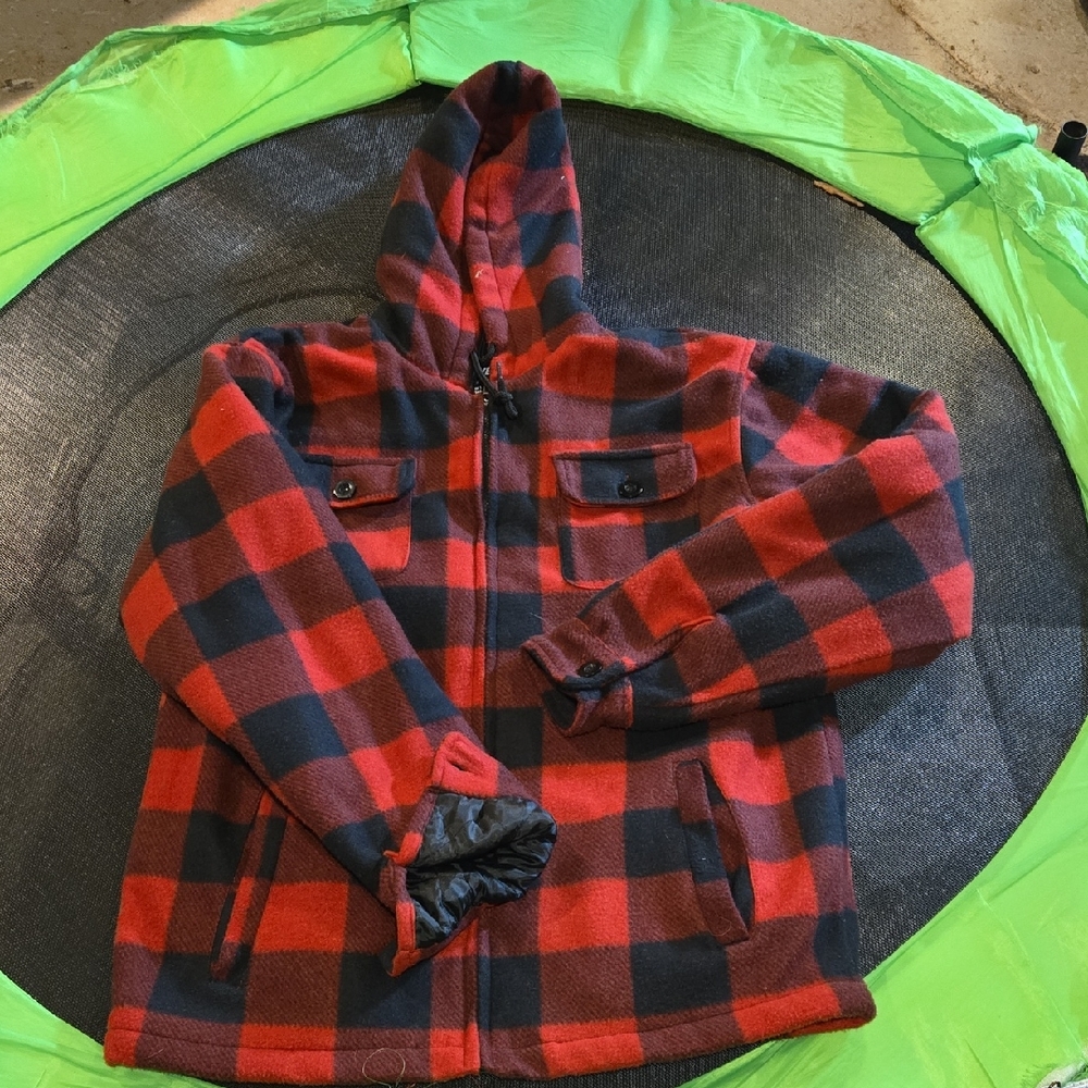 urban pipeline Red and Black Buffalo Plaid Hooded Jacket